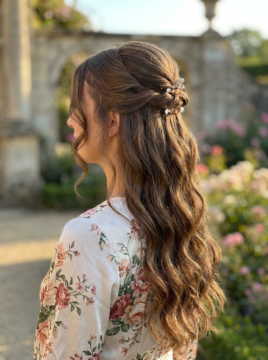 Tiefer eleganter Dutt als Frisuren für lange Haare als Hochzeitsgast Inspiration 2026
